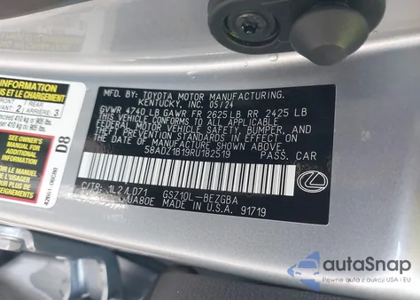 2024 Lexus Es 350 from USA, damaged, VIN 58ADZ1B19RU182519